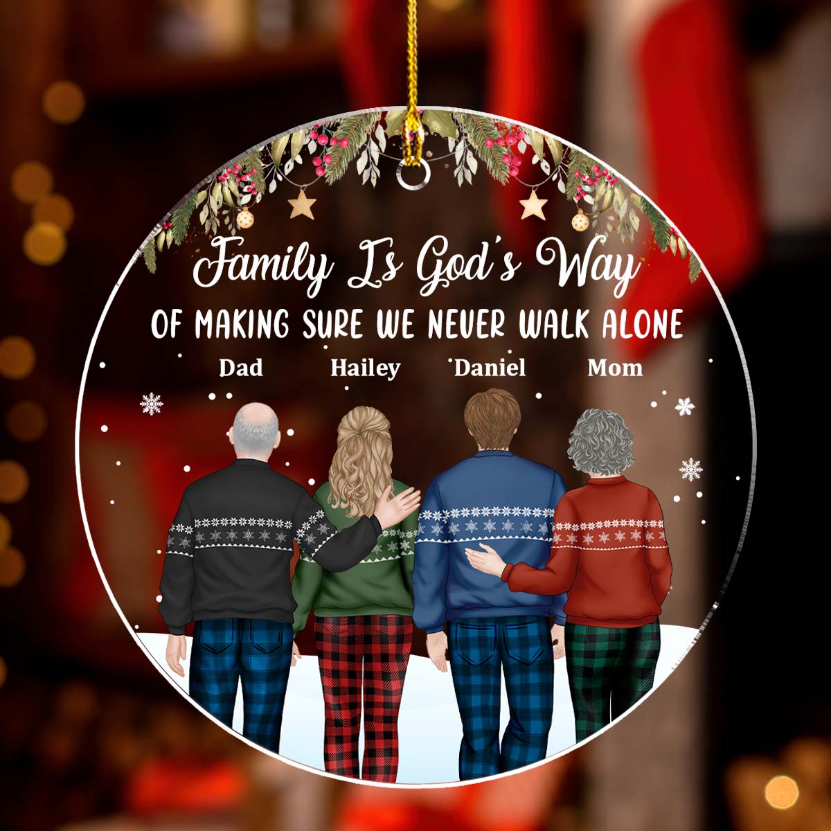 Family Never Walk Alone - Personalized Custom Acrylic Ornament