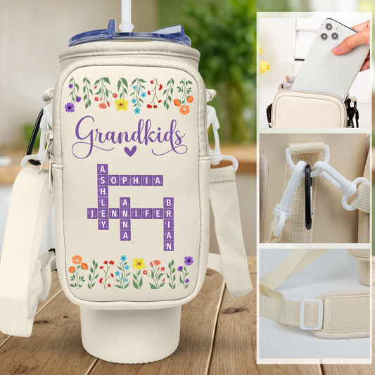 Love My Grandkids Crossword - Personalized Custom 40oz Water Bottle Carrier Bag