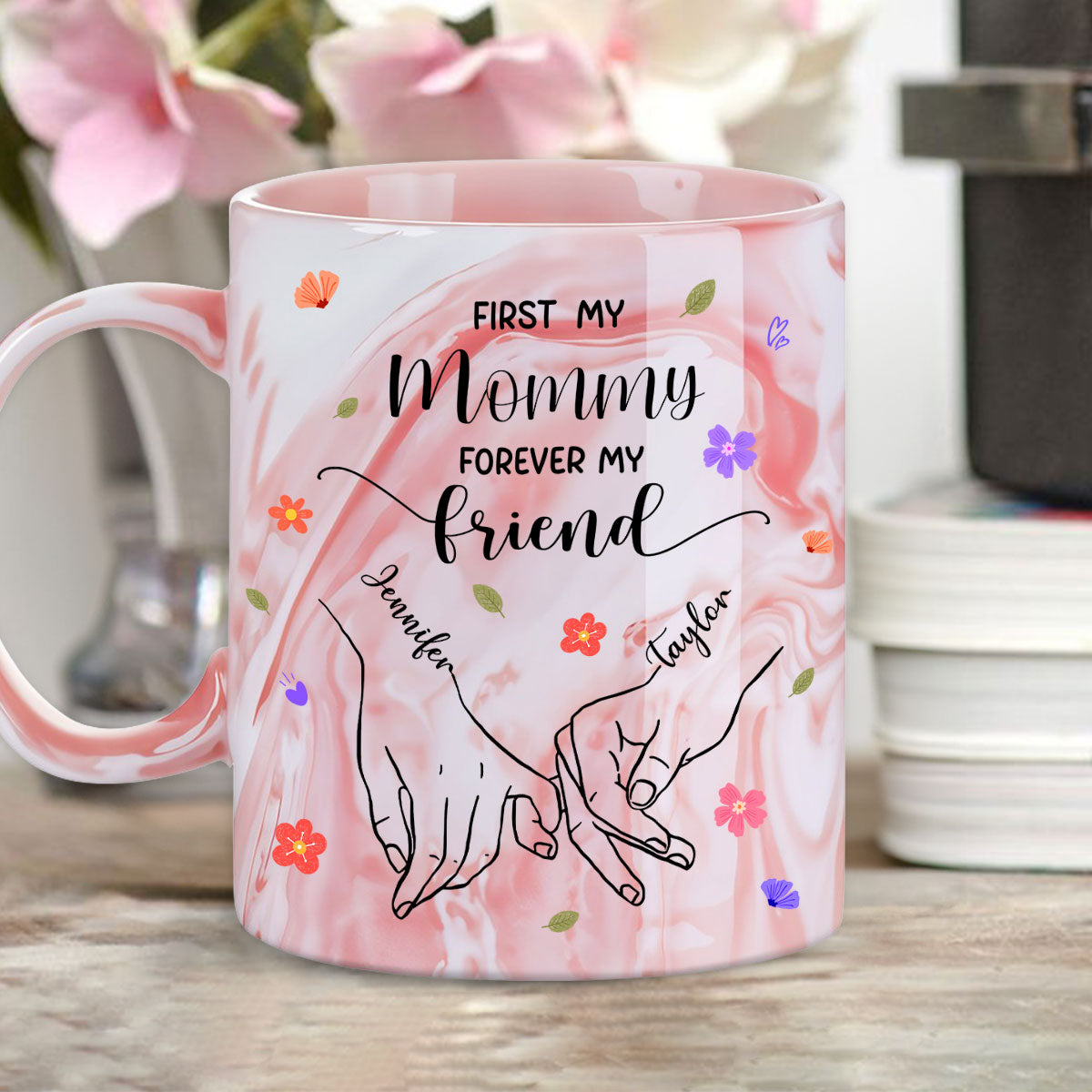Forever My Friend - Personalized Custom Pink Marble Mug