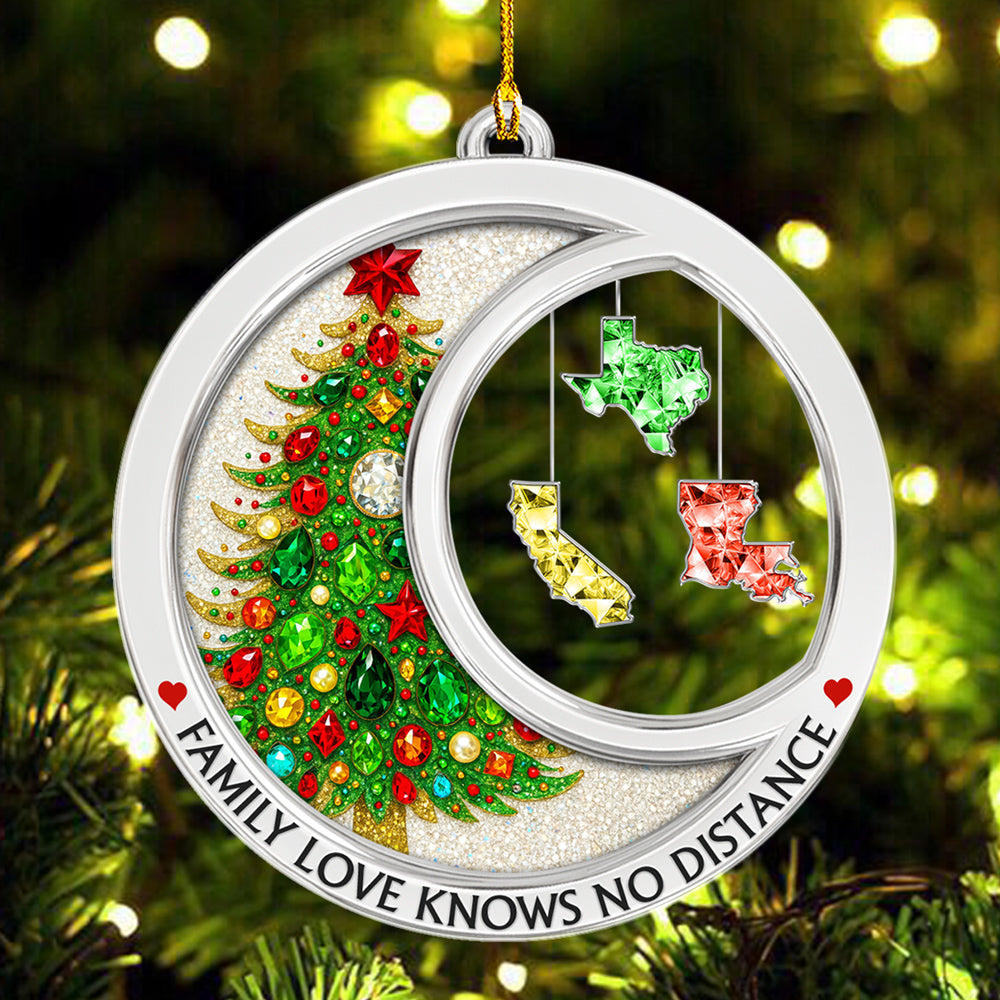Family Love Knows No Distance Crystal - Personalized Custom Acrylic Ornament