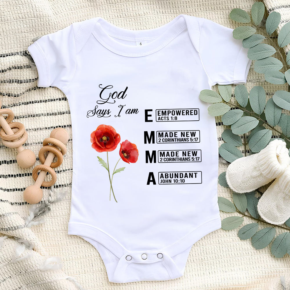 God Says I Am Name Letter In Bible - Personalized Custom Baby Onesie