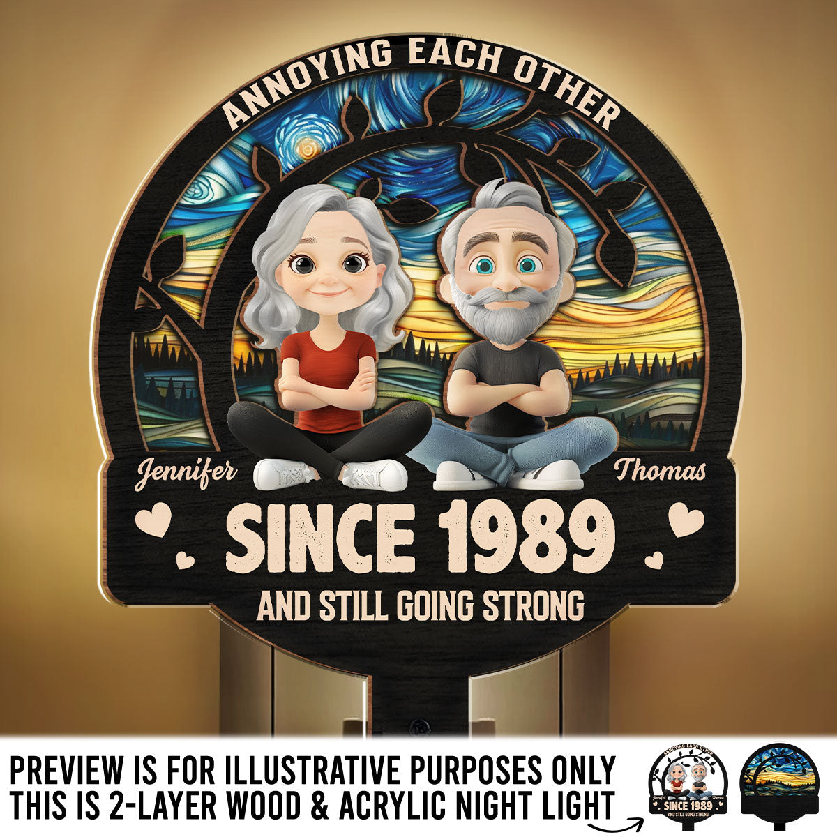 Love You Forever - Personalized Custom Wood And Acrylic Night Light