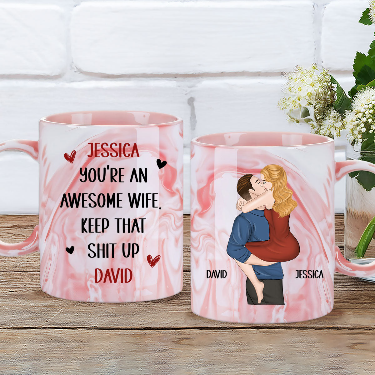 Keep That Shit Up - Personalized Custom Pink Marble Mug