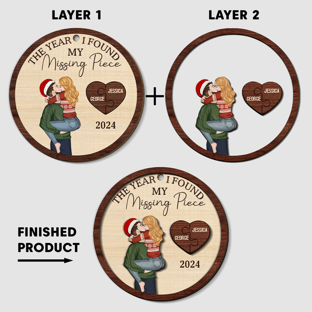 The Year I Found My Perfect Match - Personalized Custom Freeshape 2-Layered Wood Ornament