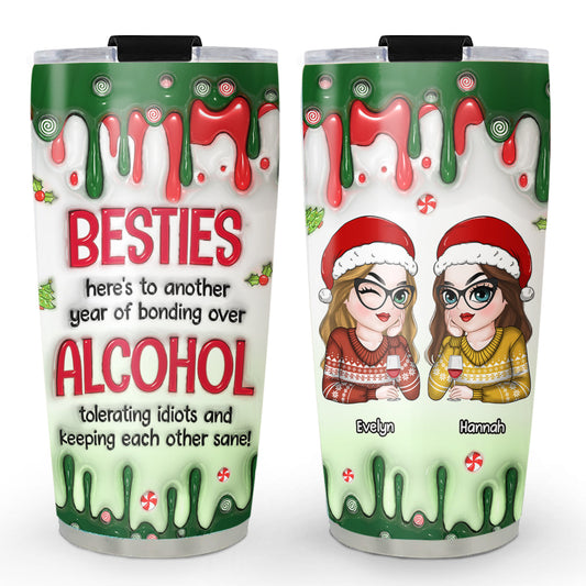 Merry Christmas My Bestie - Personalized Custom 3D Inflated Effect Tumbler