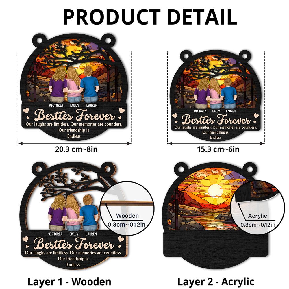 Bestie Love Never Ends - Personalized Custom Suncatcher