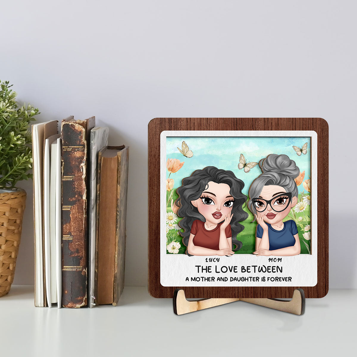 Mom And Daughter Happy Together - Personalized Custom Wooden Plaque