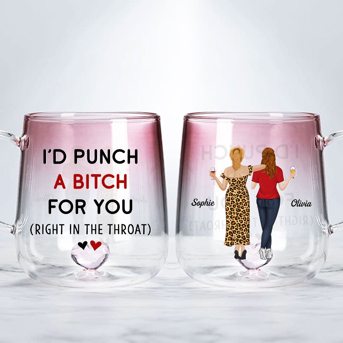 Punch For You - Personalized Custom Pink Gradient Glass Mug
