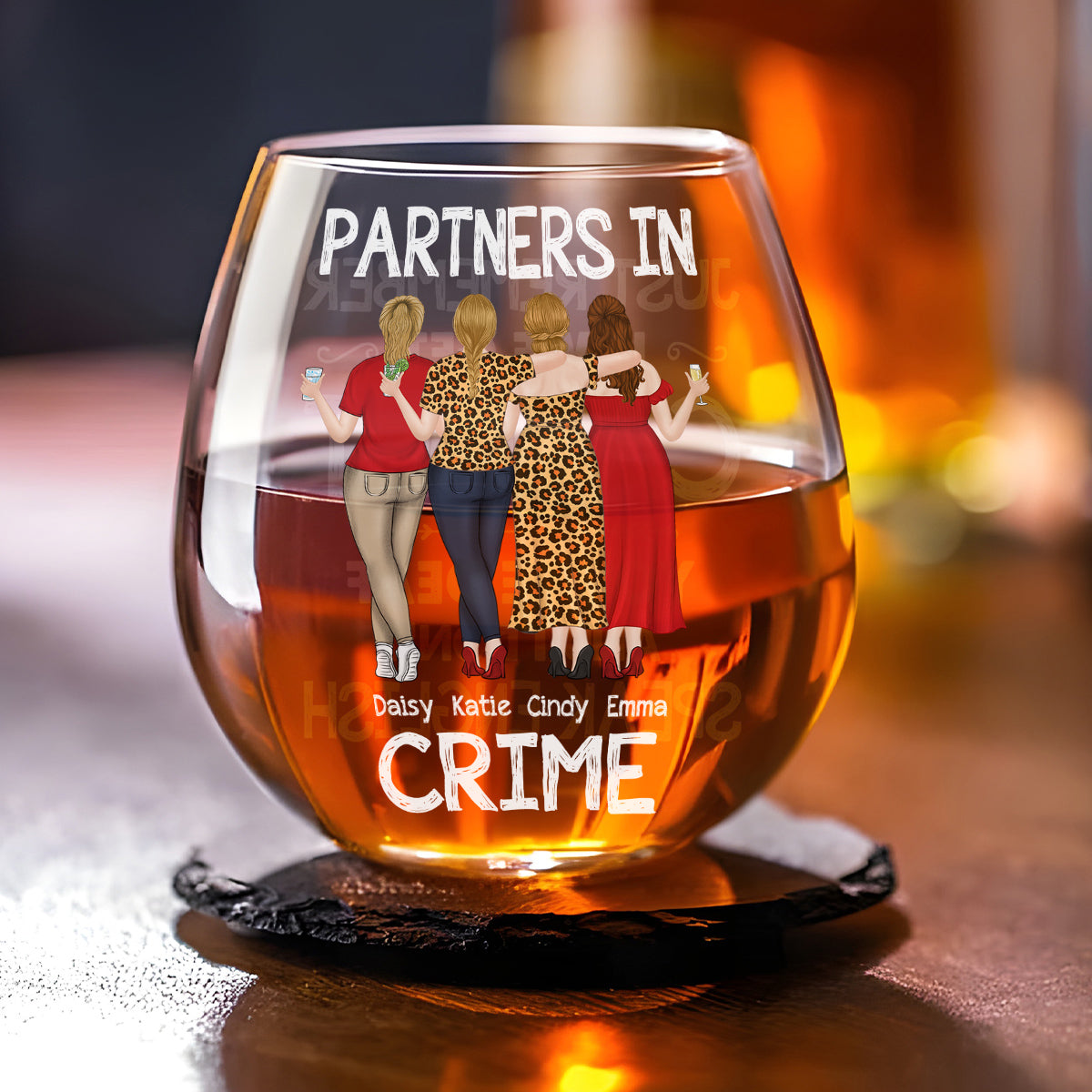 Bestie Partners In Crime If We Get Caught - Personalized Custom Wine Glass