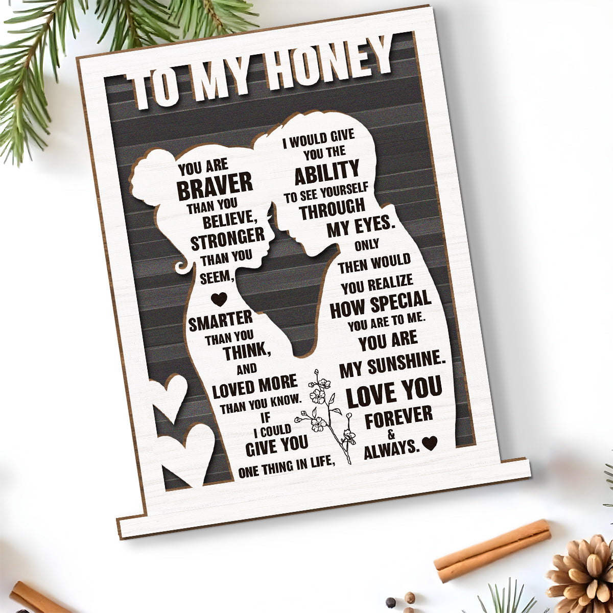 To My Beloved Wife - Personalized Custom 2-Layer Wood Plaque With Flat Base