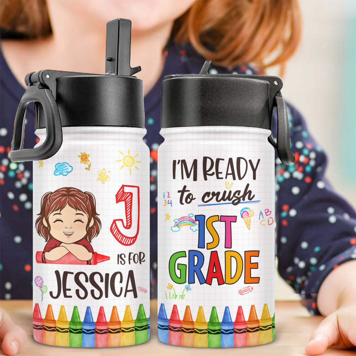 I Am Ready To Crush School - Personalized Custom Kids Water Bottle