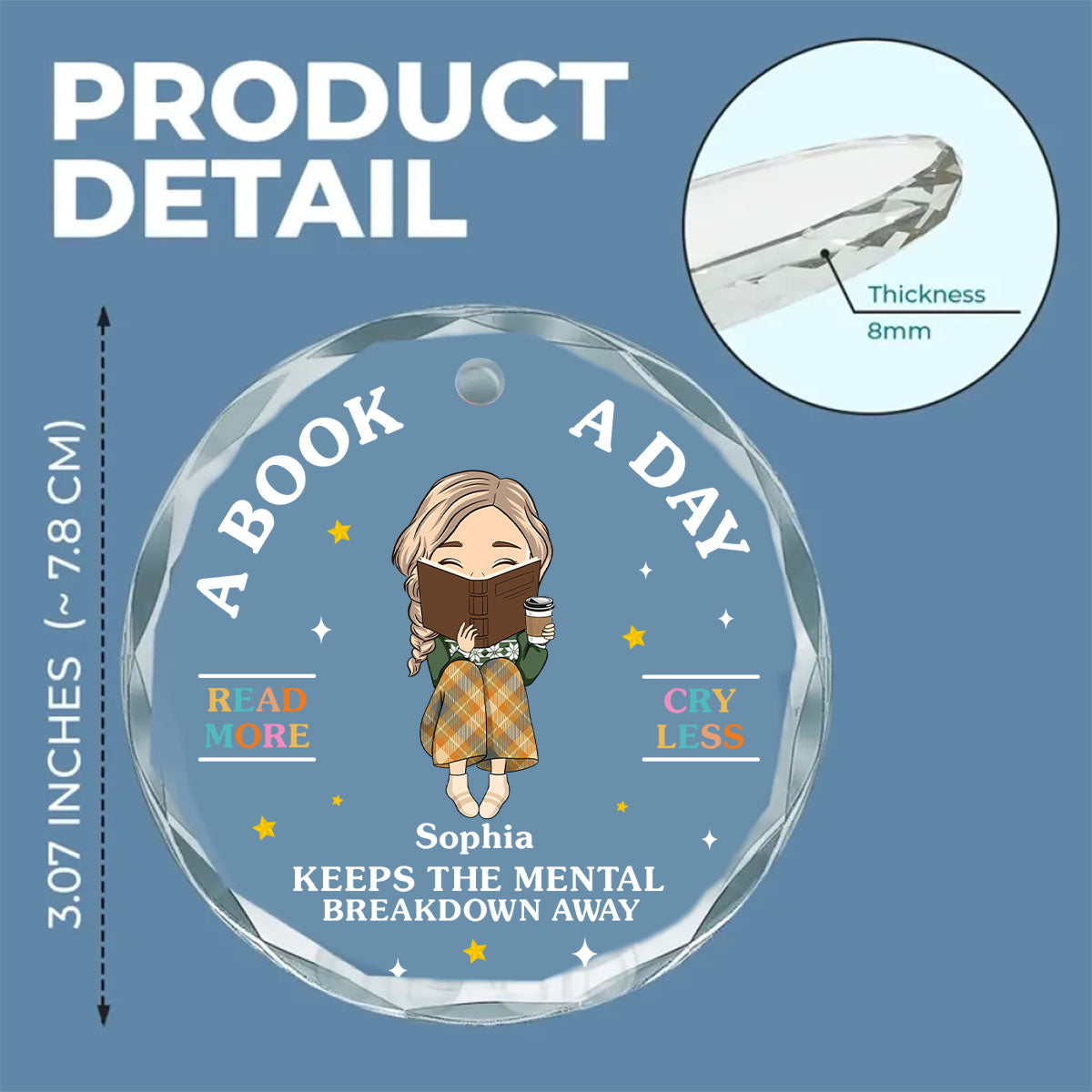 Read More, Cry Less - Personalized Custom Glass Ornament