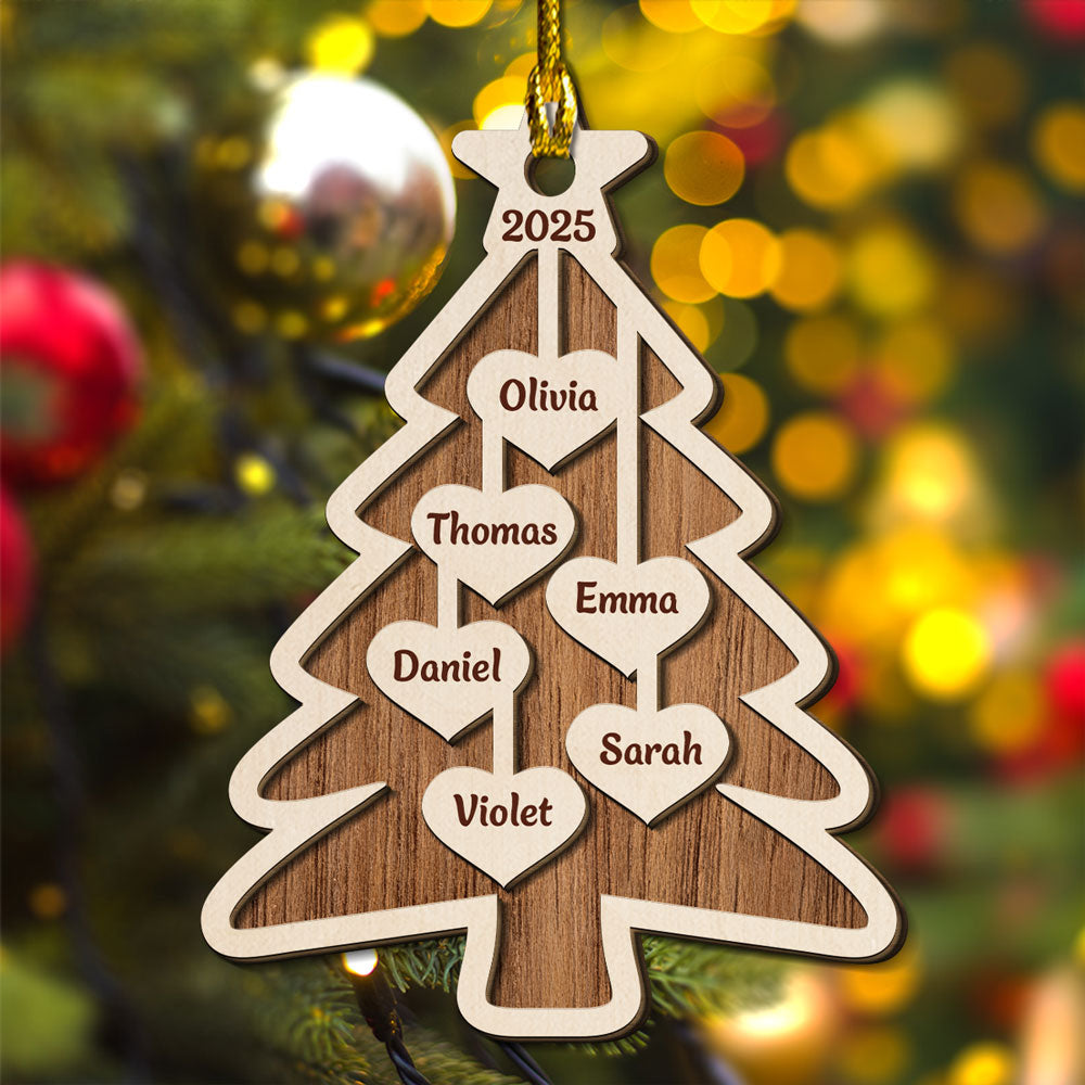 Rustic Wooden Christmas Tree - Personalized Custom 2-Layered Wood Ornament