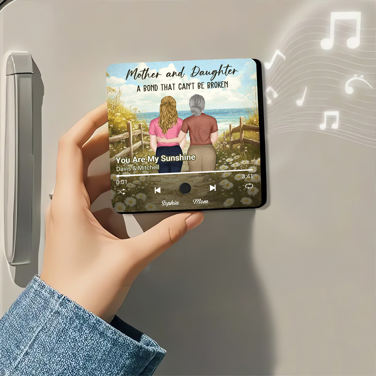 Mother And Daughter - Personalized Custom Music Fridge Magnet