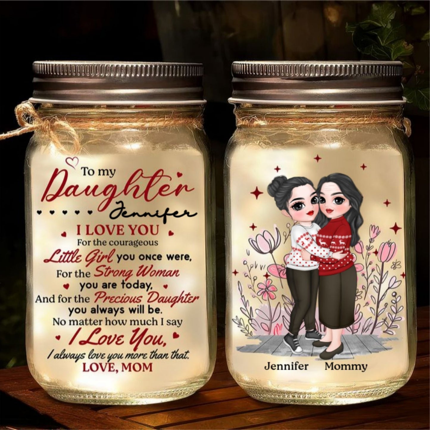 To My Daughter Version 2 - Personalized Custom Mason Jar Light