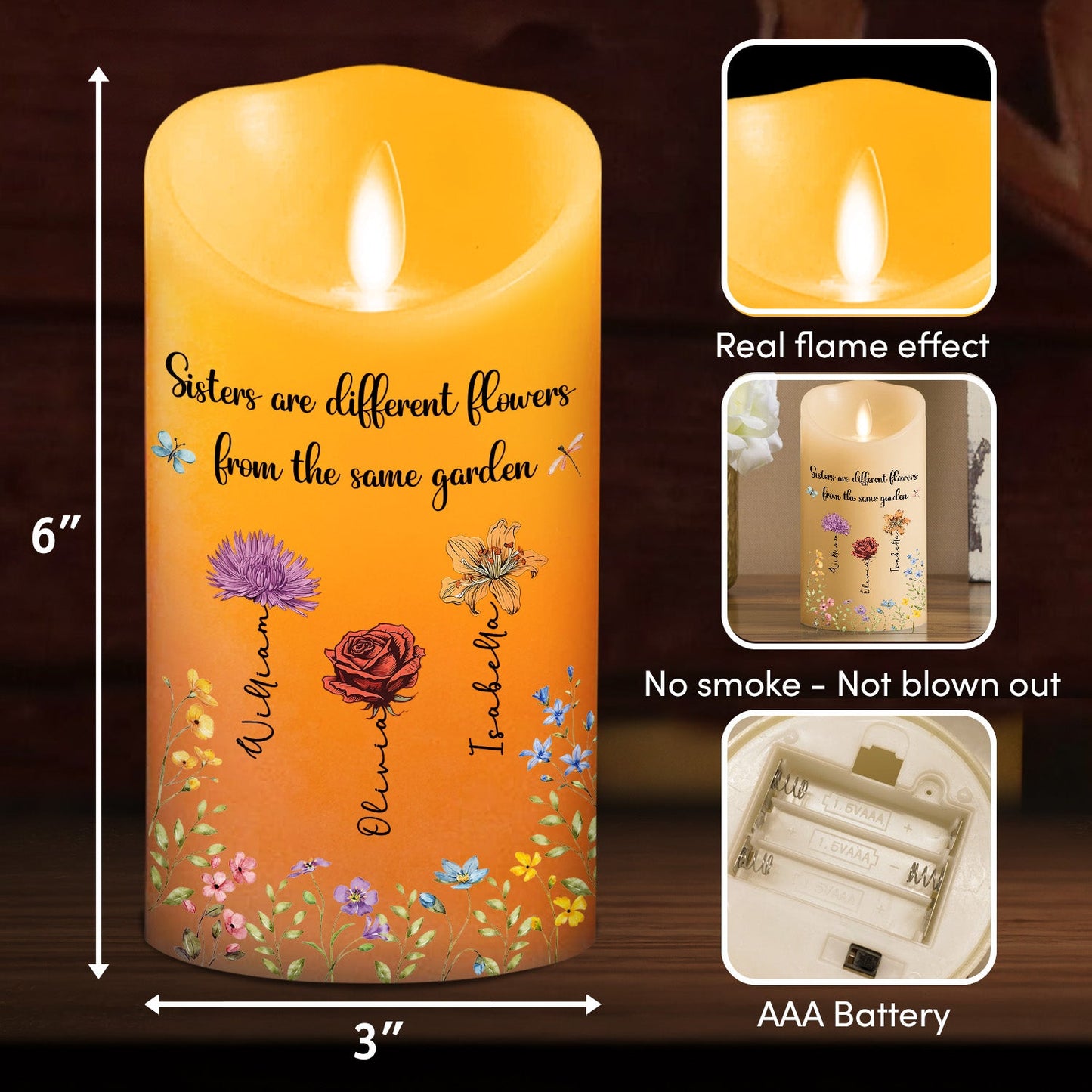 Flowers Friends - Personalized Custom LED Candle