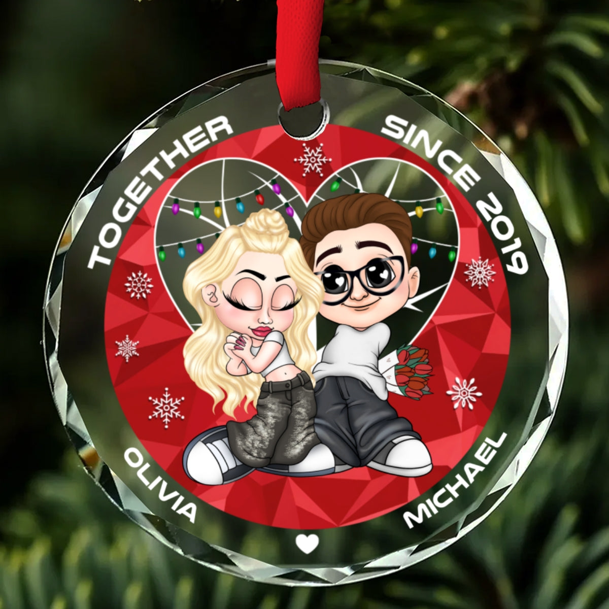 You & Me Together Since - Personalized Custom Glass Ornament
