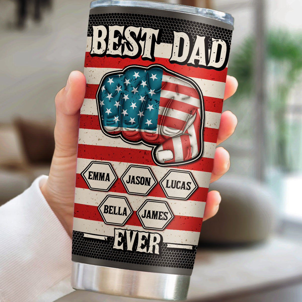 Strongest Dad - Personalized Custom 3D Inflated Effect Tumbler