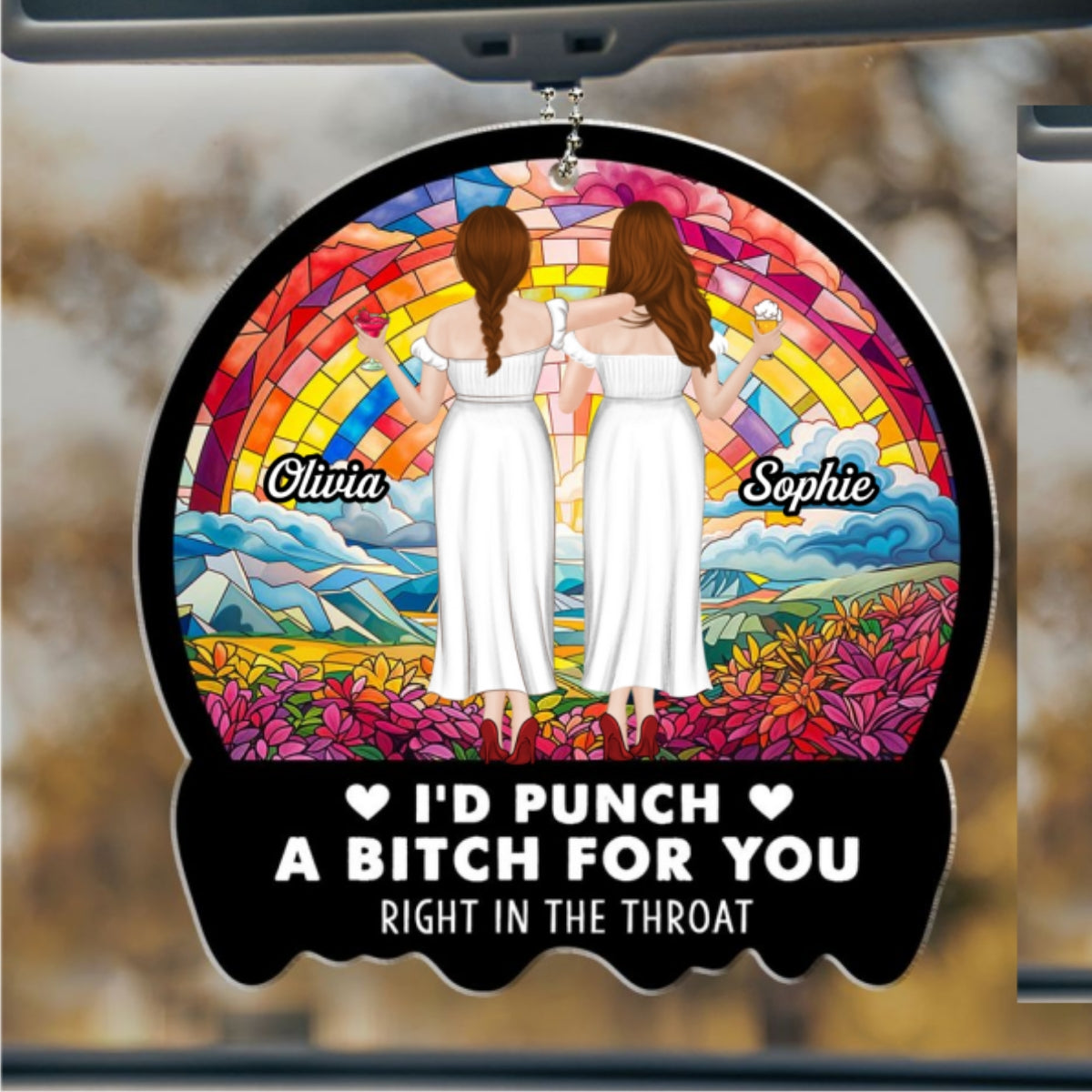 Punch Right In The Throat Bestie - Personalized Custom Car Ornament