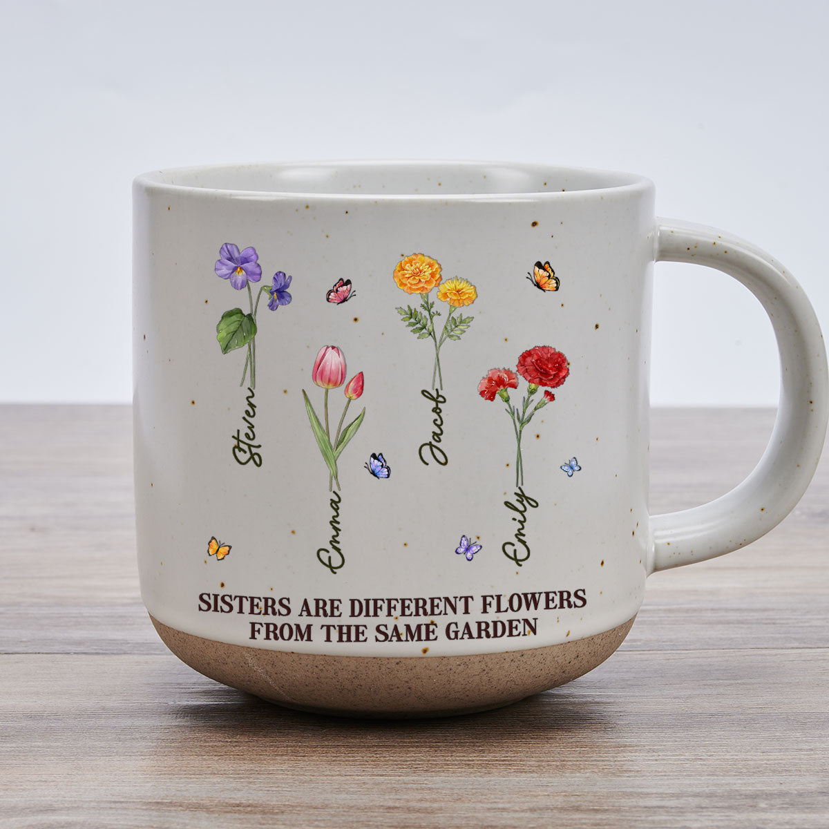 Sisters Are Different Flowers From The Same Garden Ver 2 - Personalized Custom Pottery Mug