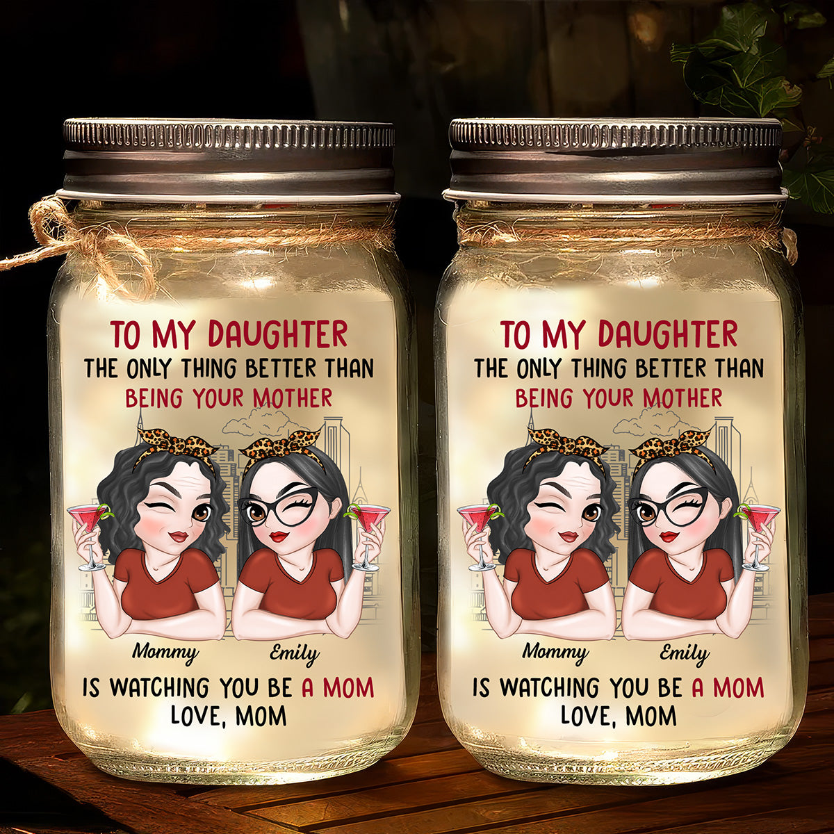 To My Daughter - Personalized Custom Mason Jar Light