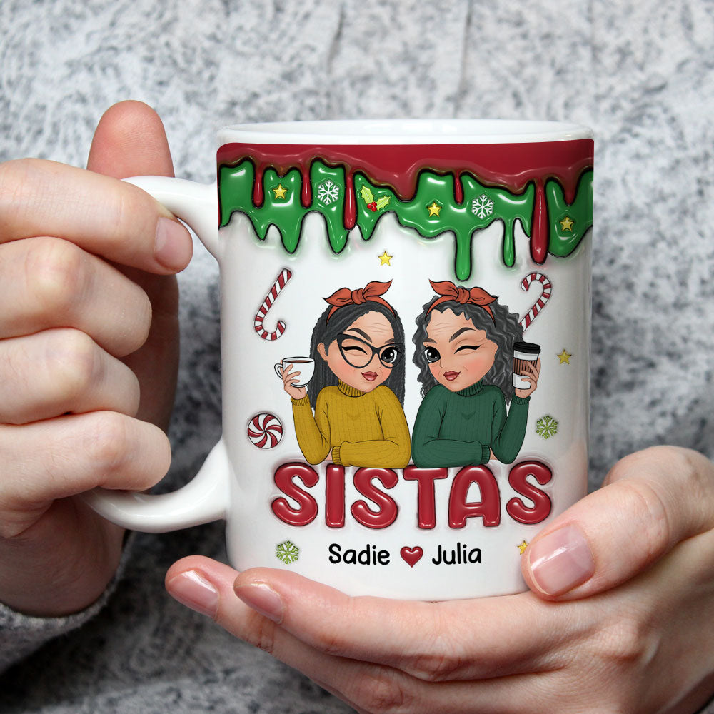 Besties Together Christmas 2024 - Personalized Custom 3D Inflated Coffee Mug