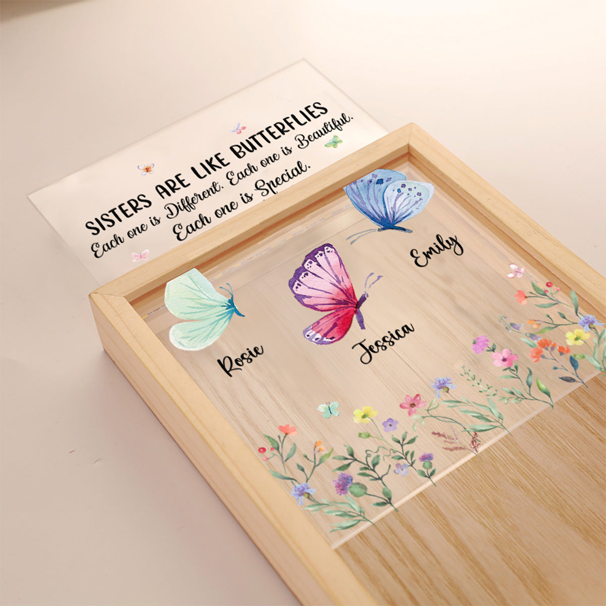 Sisters Shine Like Butterfly - Personalized Custom Frame Light Box