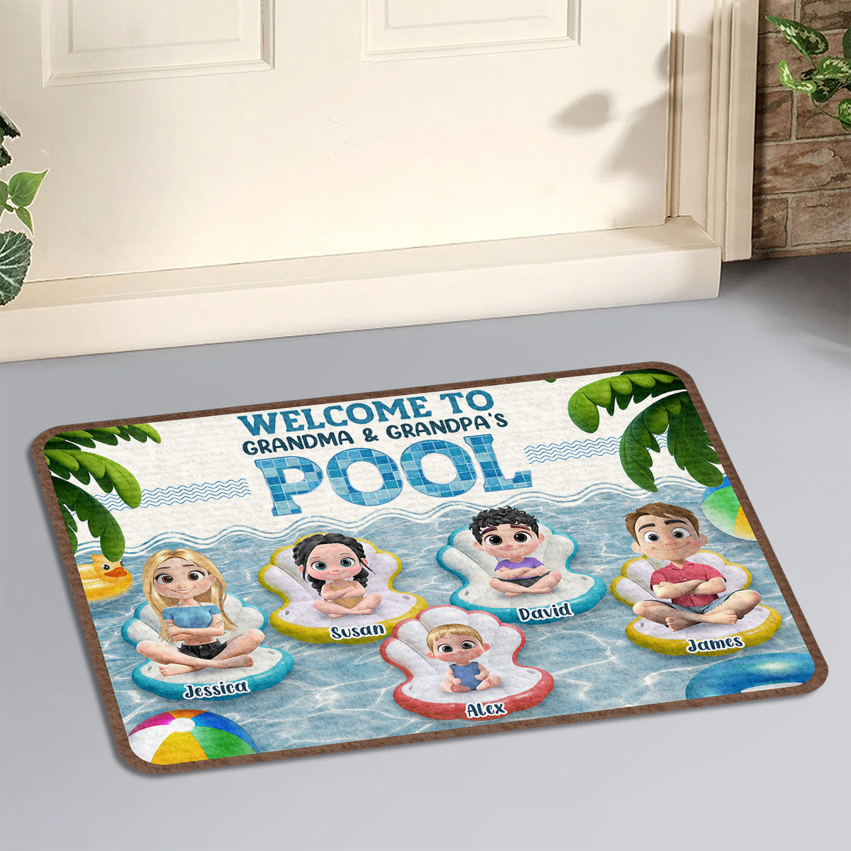Better At Grandma Pool - Personalized Custom Doormat