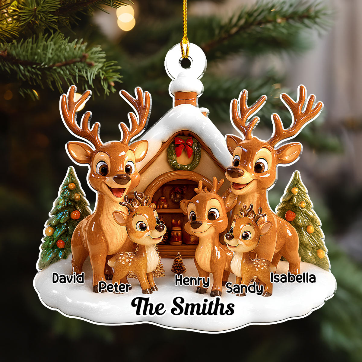 Reindeer Family - Personalized Custom Acrylic Ornament