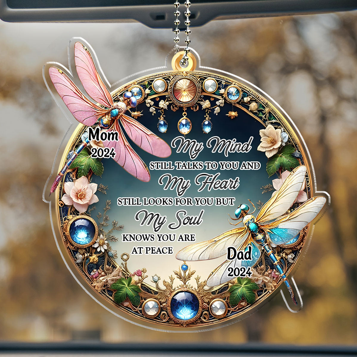 My Mind My Heart My Soul Dragonfly - Personalized Custom Car Ornament