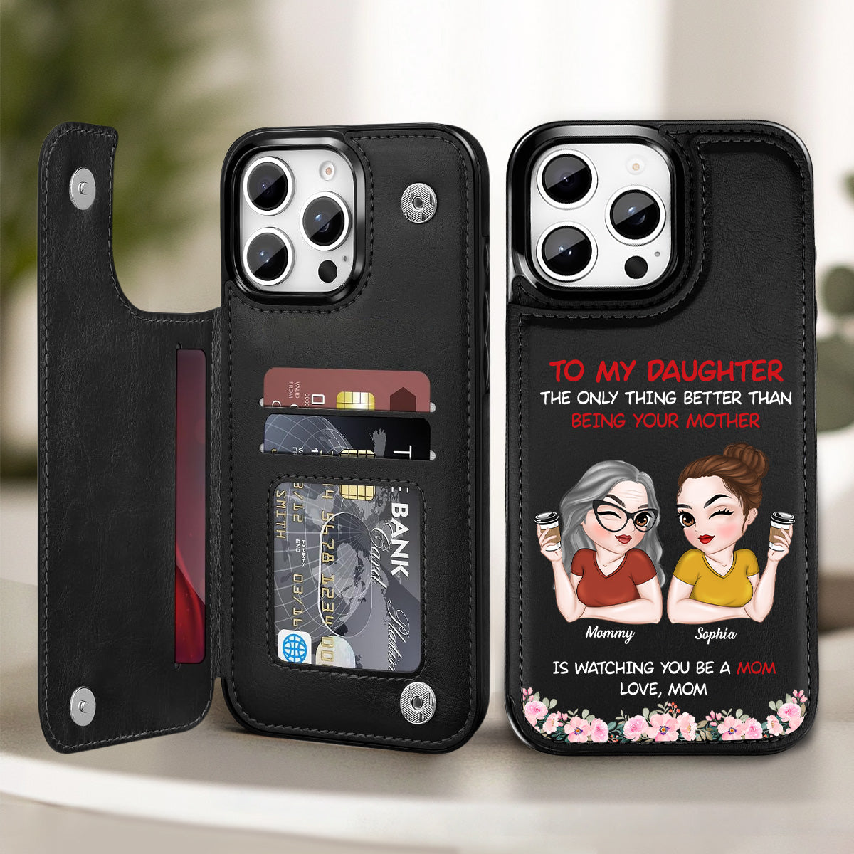 To My Daughter - Personalized Custom Leather Phone Case