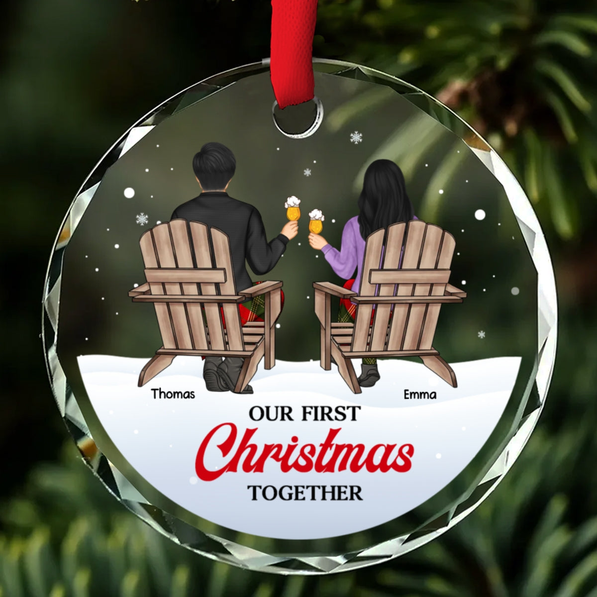 Our loving season -  Personalized Custom Glass Ornament