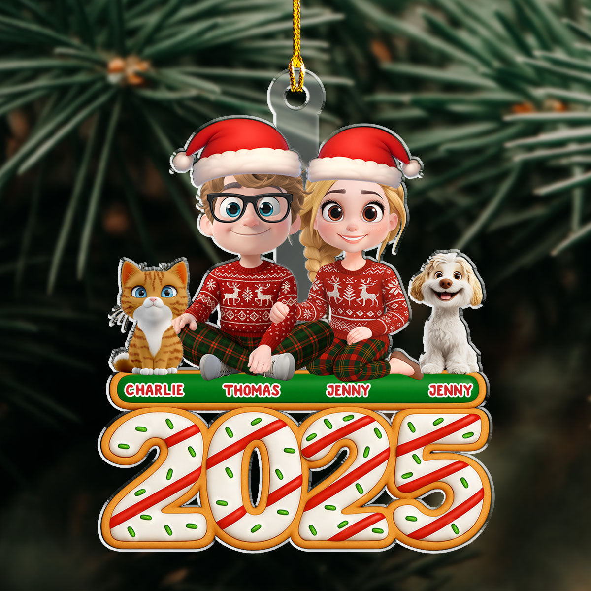 We And Our Pet Tree Cake - Personalized Custom Acrylic Ornament