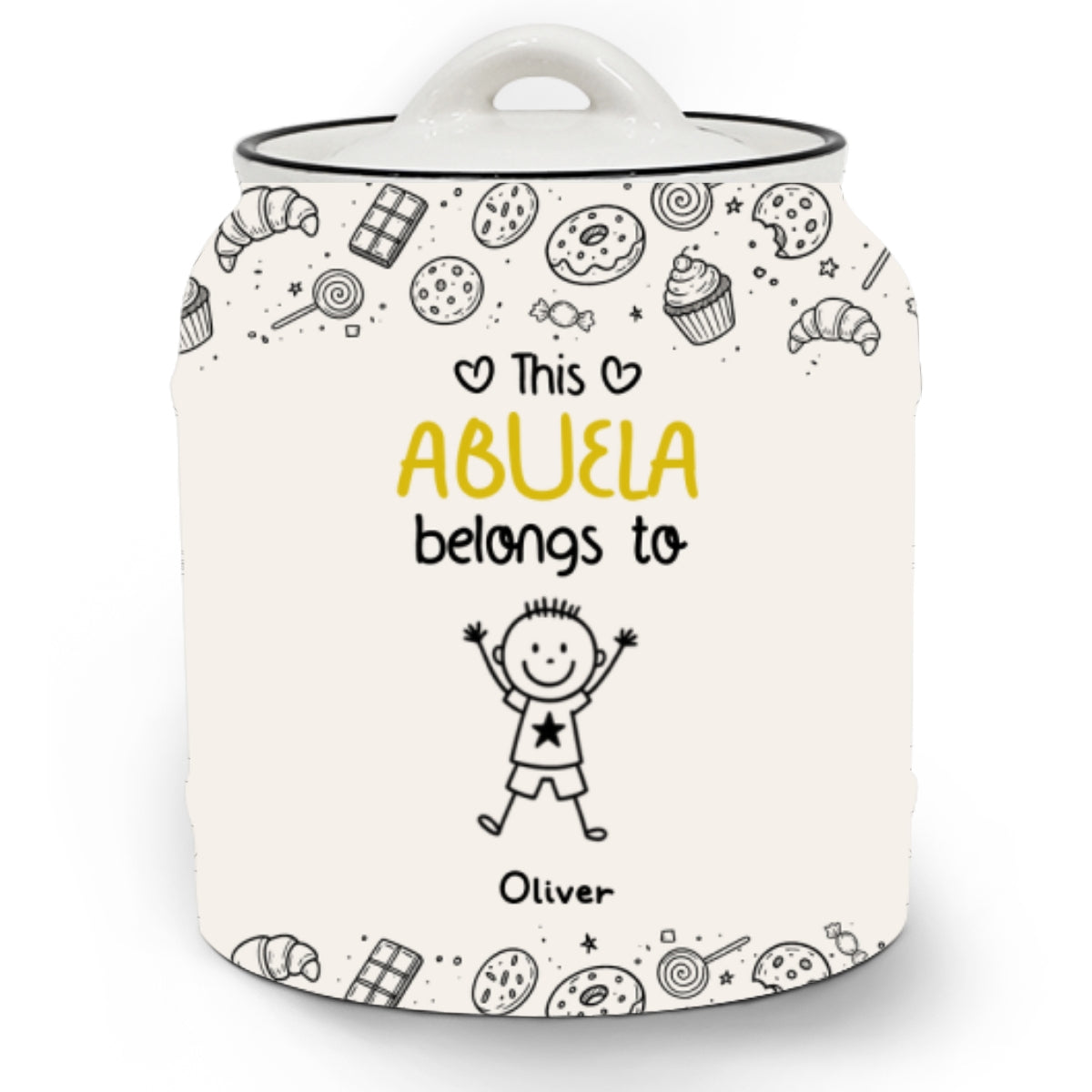 Grandpa Belongs To - Personalized Custom Ceramic Jar