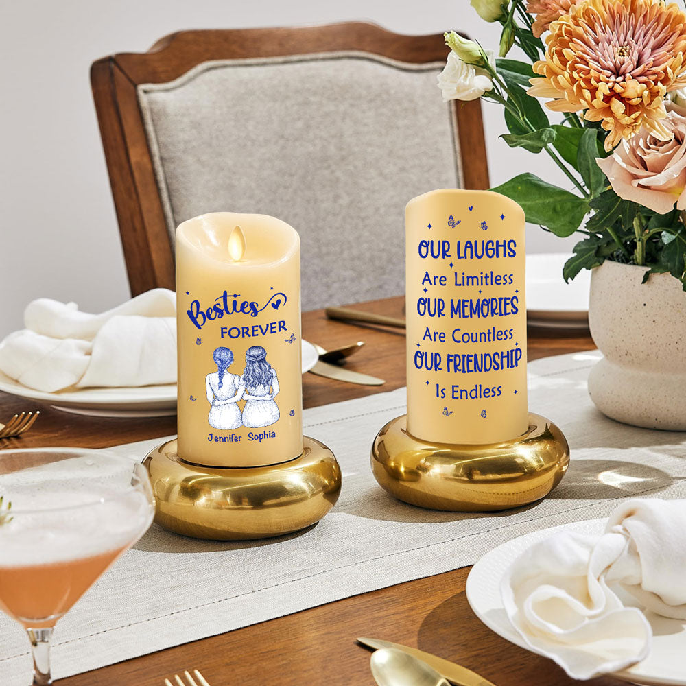Our Friendship Is Endless Blue Toile - Personalized Custom LED Candle