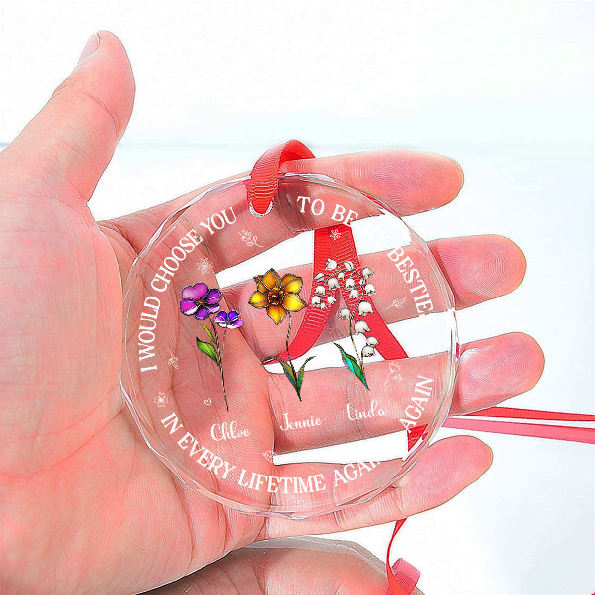 Bonded By Heart - Personalized Custom Glass Ornament