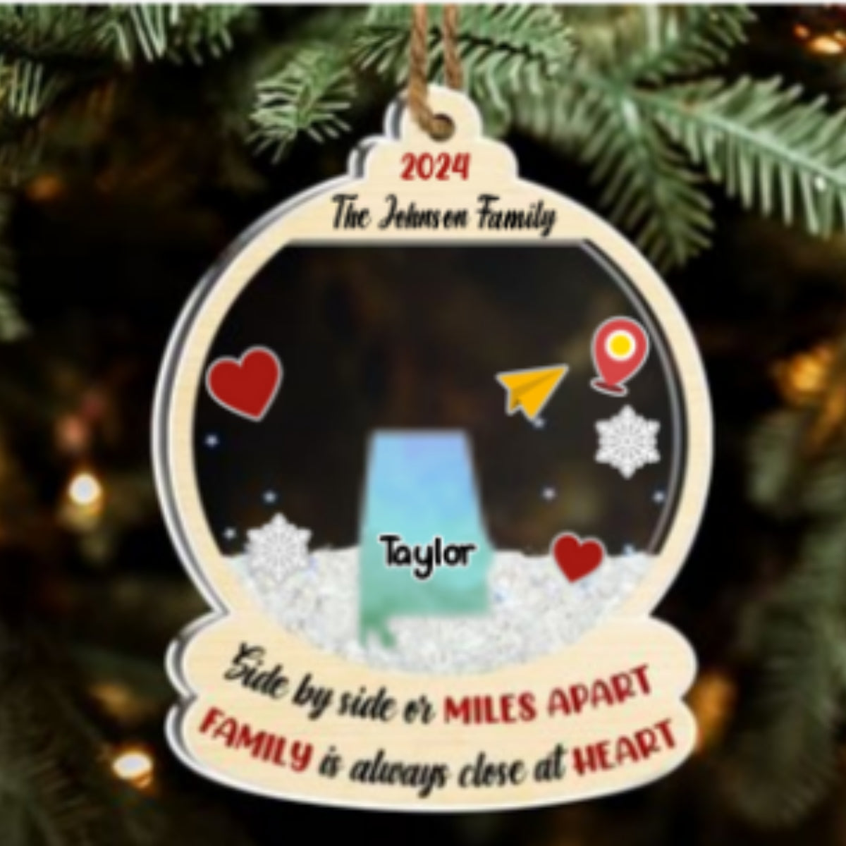 Family Is Always Close At Heart - Personalized Custom Acrylic Shaker Ornament