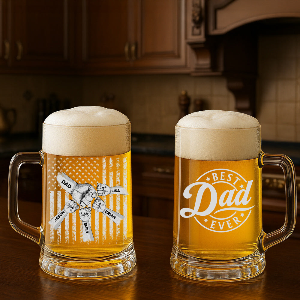 Best Dad Ever - Personalized Custom Beer Glass With Handle