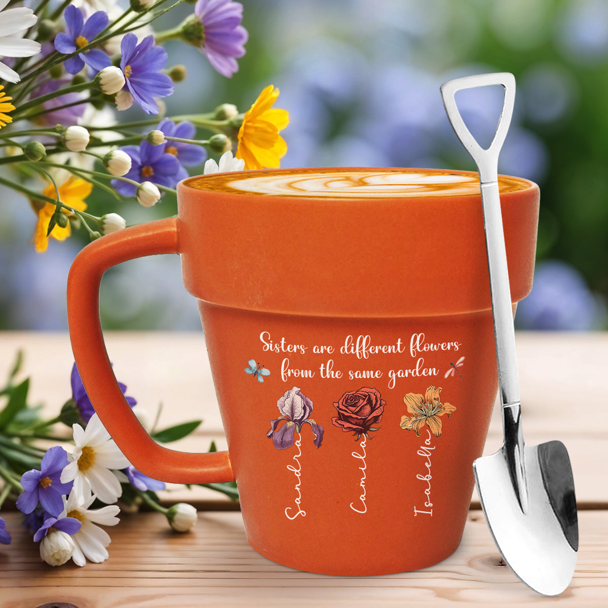 Sisters Are Different Flowers From The Same Garden - Personalized Custom Plant Pot Mug