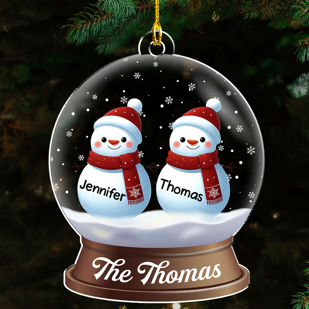 Snowman Family Christmas - Personalized Custom Acrylic Ornament
