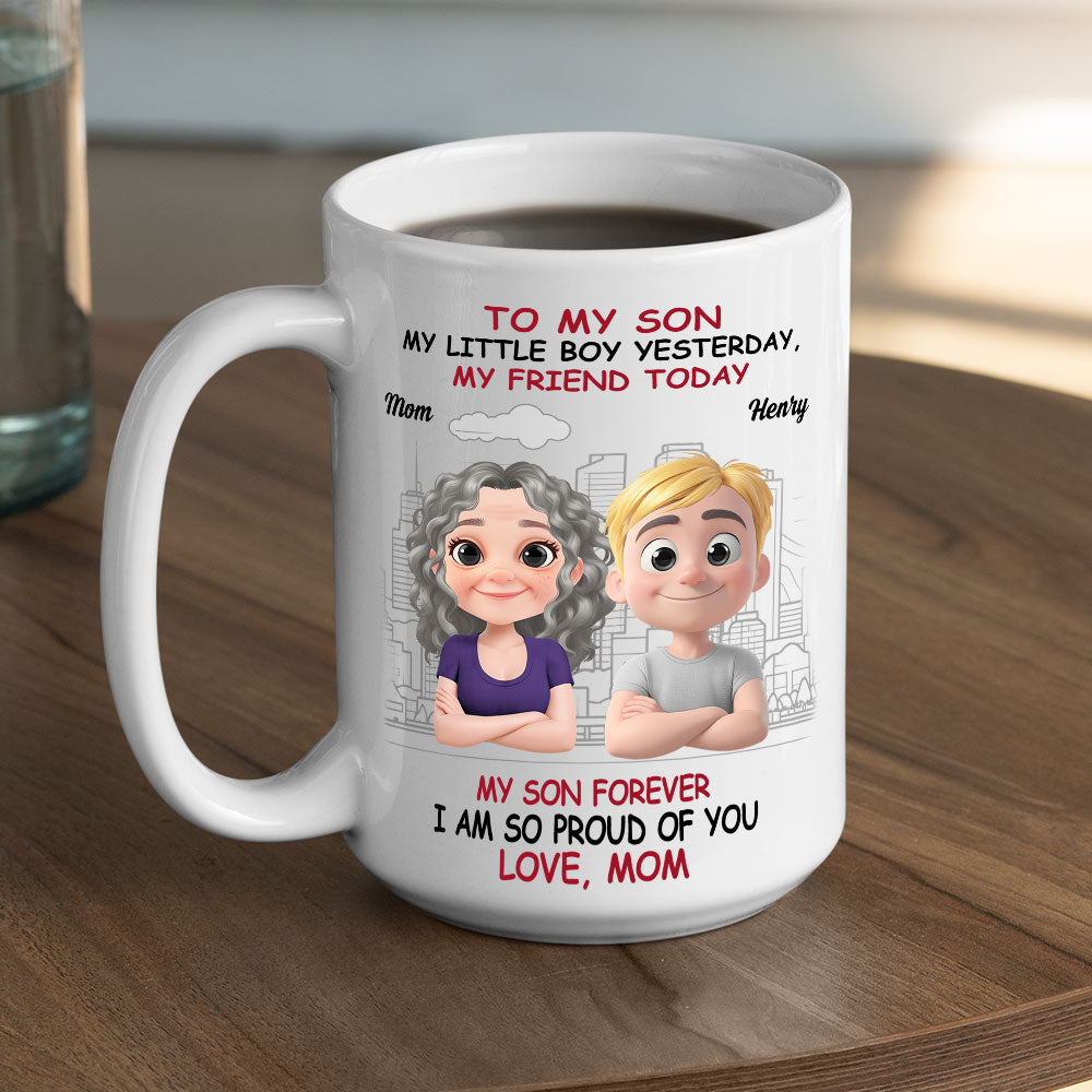 Love You More Each Day Son - Personalized Custom Coffee Mug