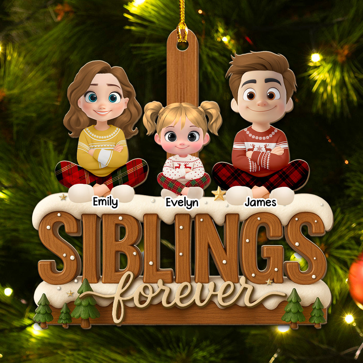 Connected by Heart Always - Personalized Custom 3D Effect Wood Ornament