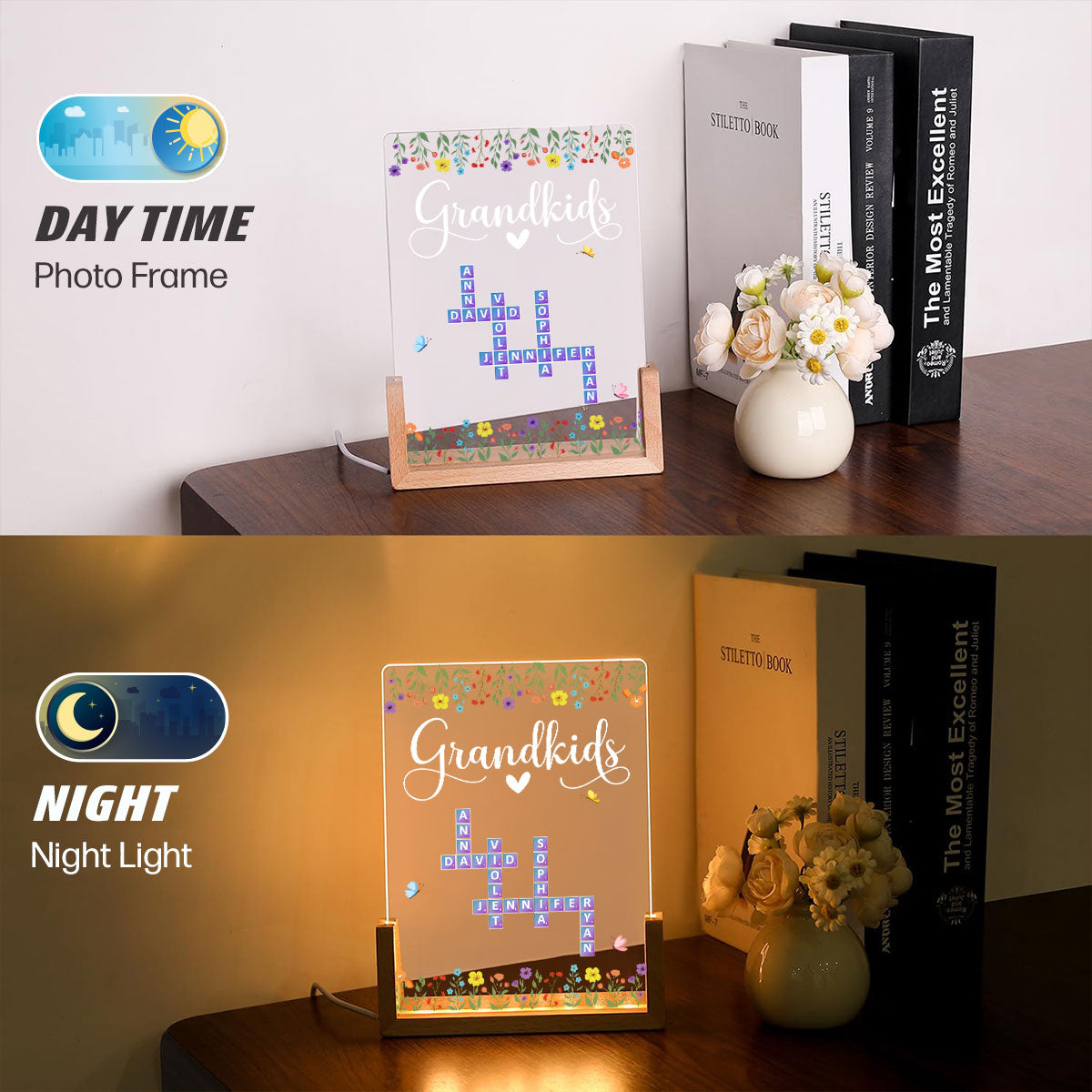 Lovely Grandkids - Personalized Custom Plaque With Walnut Base