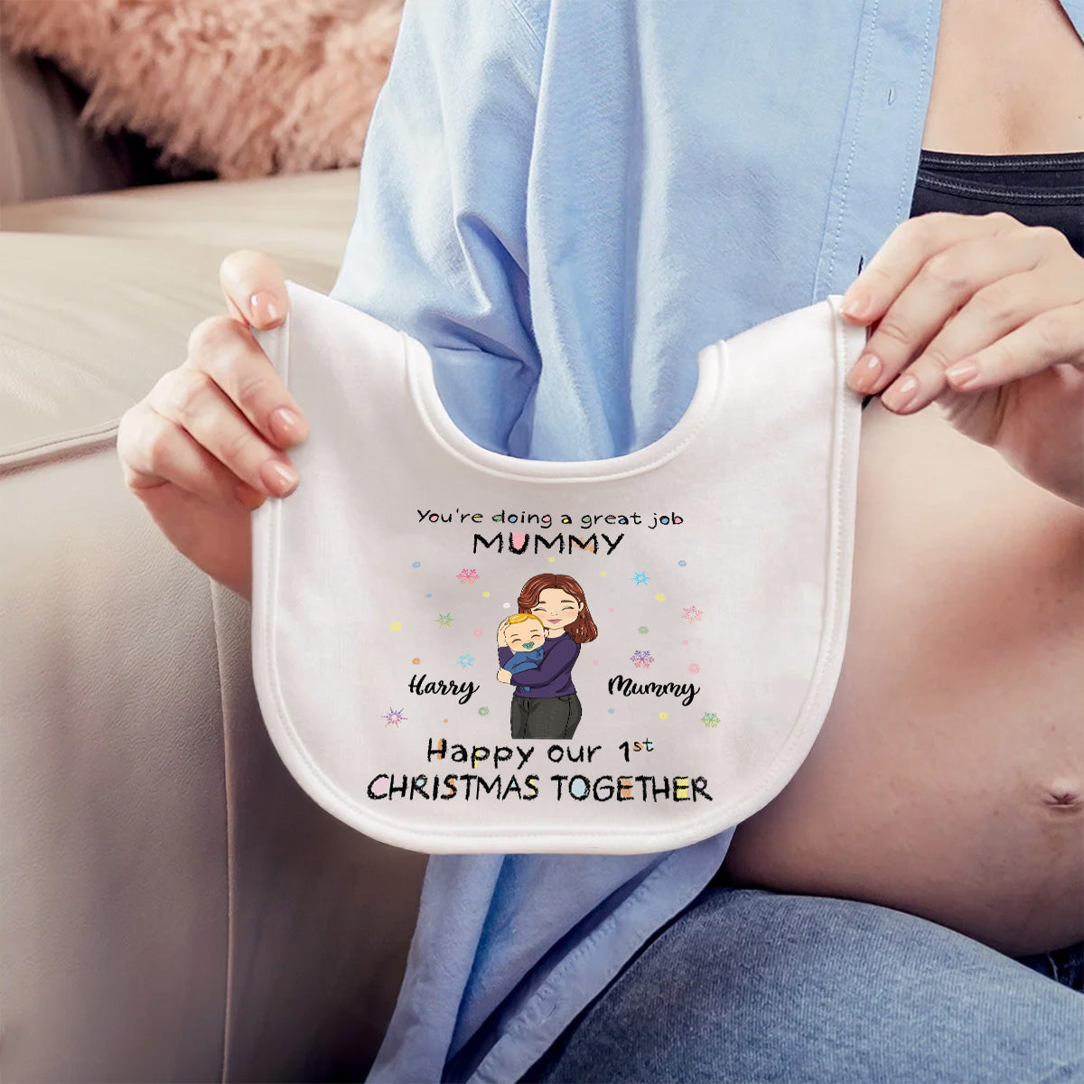 Christmas Together - Personalized Custom Baby Bib