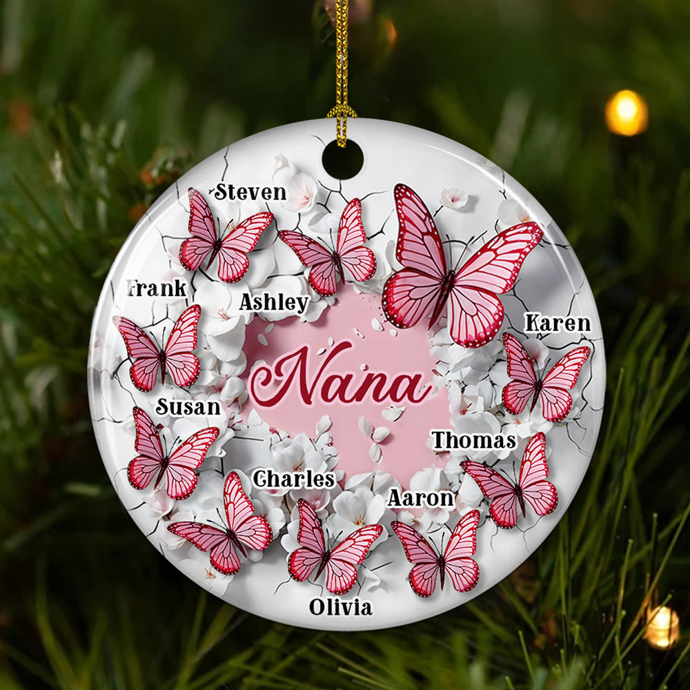 Grandma Butterfly - Personalized Custom Ceramic Ornament