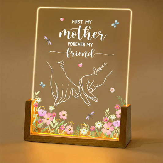 First My Mother Forever My Friend - Personalized Custom Plaque With Walnut Base