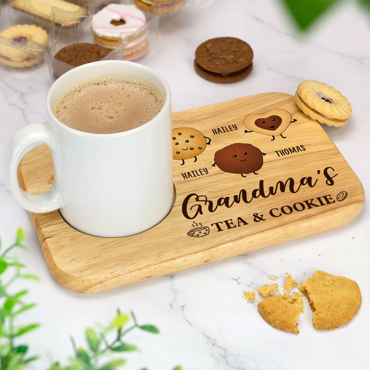 Grandma's Tea And Biscuits - Personalized Custom Wooden Treat Board