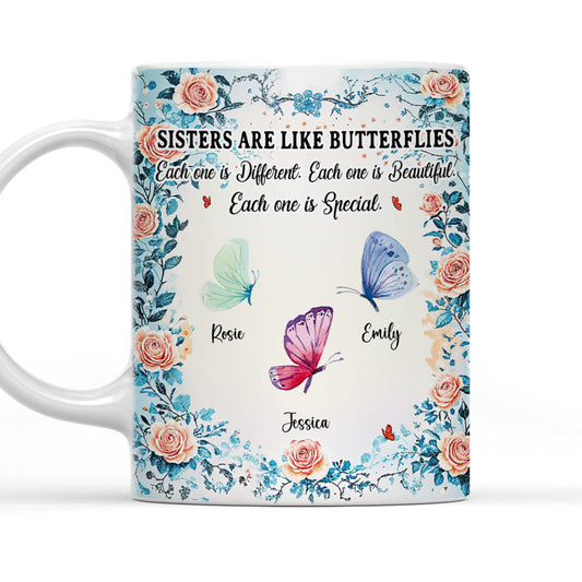 Sisters Are Like Butterflies - Personalized Custom Coffee Mug