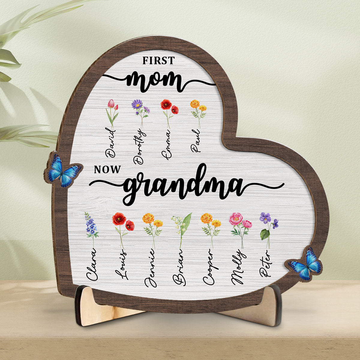 Flower Birth Month Garden Grandma - Personalized Custom Wooden Plaque