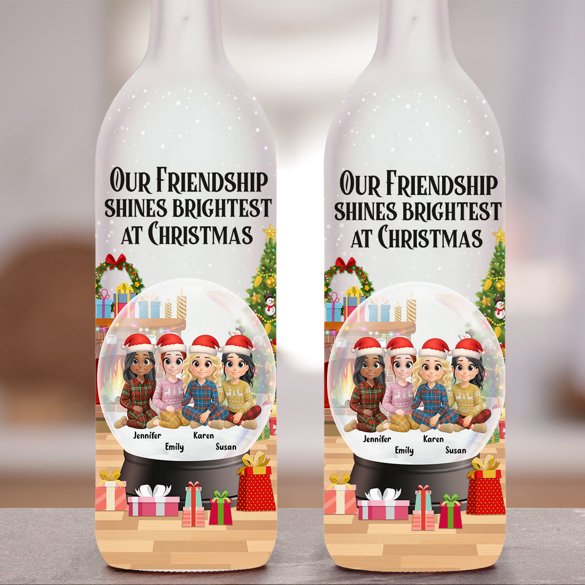Our Friendship Shines Brightest - Personalized Custom Bottle Lamp